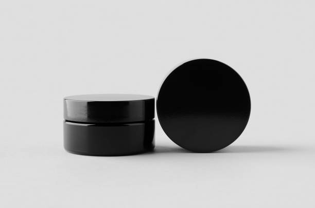Black glass cream jar packaging mockup.