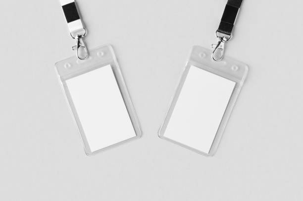 istock ID Card holder mockup with lanyard, vertical. 2160475440