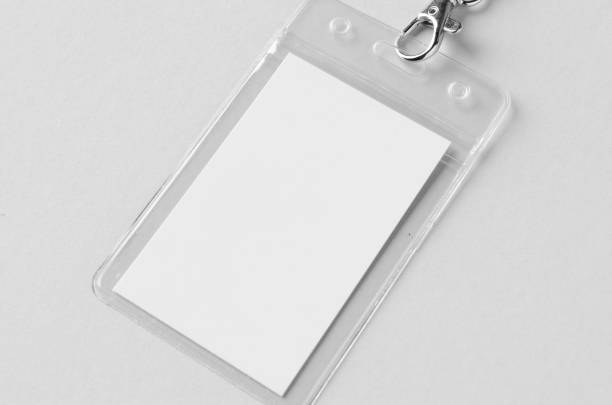 istock ID Card holder mockup with lanyard, vertical, closeup. 2160475463