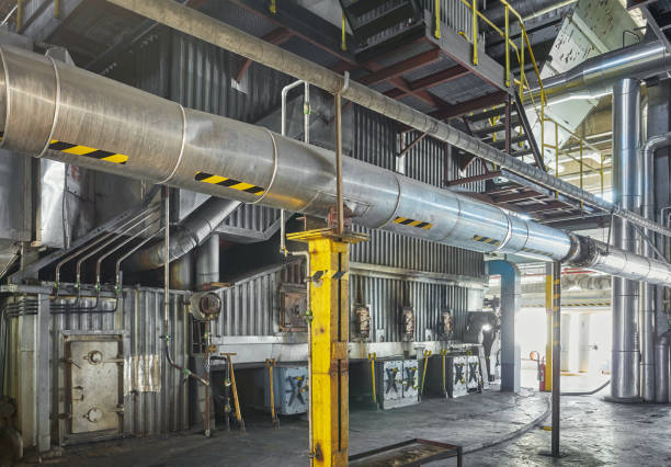 Interior of an old coal fired heating plant supplying heat to a district heating network.