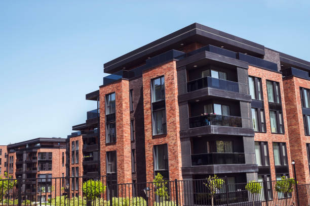 istock Modern brick apartment buildings 2160482159
