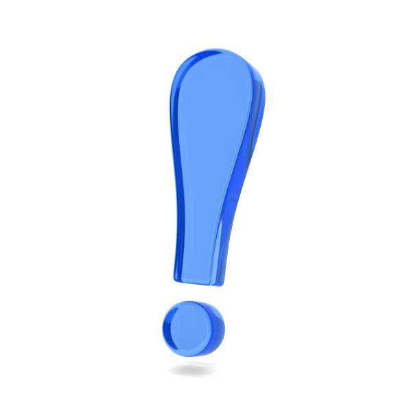 exclamation point mark 3d blue icon isolated