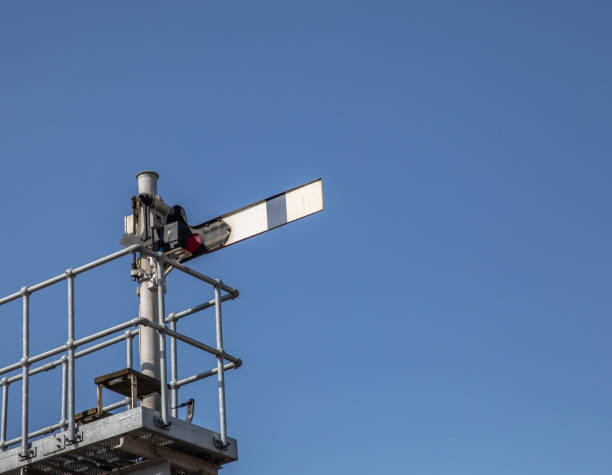 istock Railway track and signal  for trains to use the line safely 2160485520