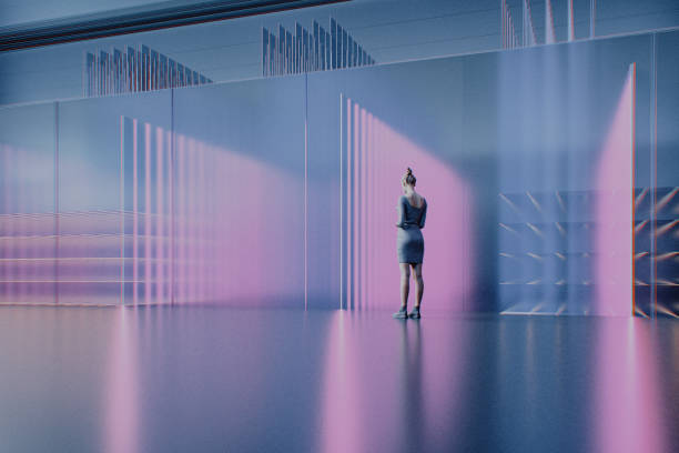 istock Woman checking her phone in VR environment 2160489694