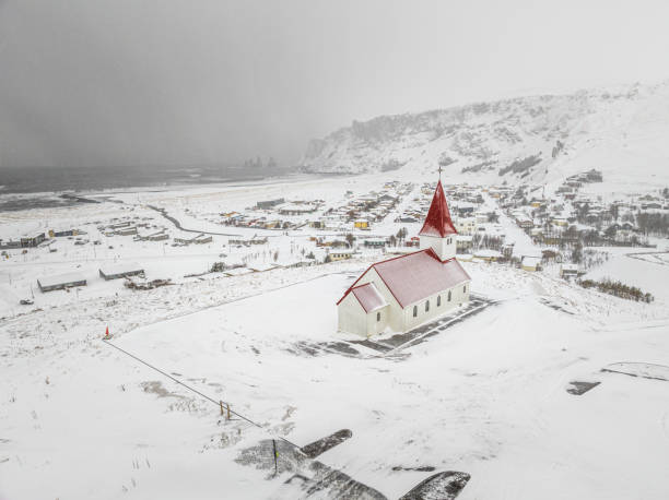 istock Snow-Covered Vik Church in Iceland 2160490288