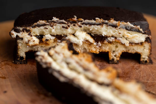 istock chocolate dessert with sweet soft cheese with sugar 2160491623