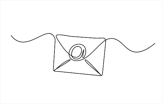 Mail Main Line Drawing Continuous One Line Drawing Of Email Message Post Letter Send ...