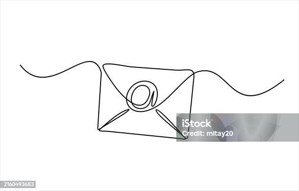 Message Line Draw Continuous One Line Drawing Of Email Message Post Letter Send ...