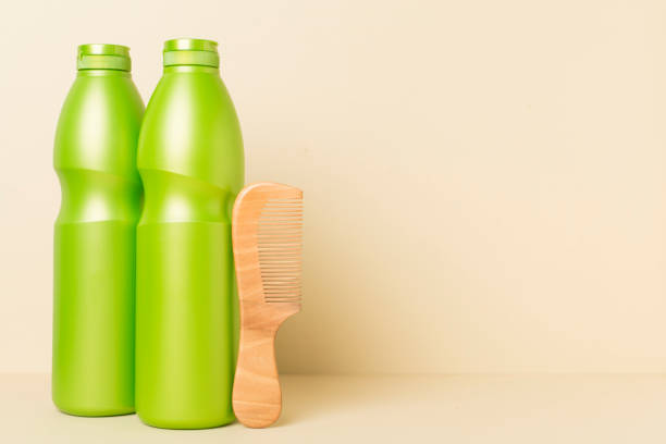 istock Professional herbal hair care on color background 2160497036