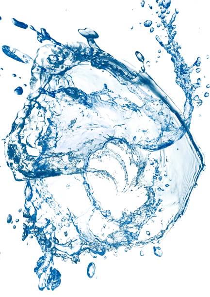 istock Abstract background with swirling blue waves and splashes 2160501125