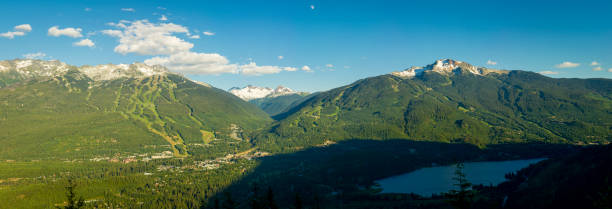 istock Raised view of mountains and lake 2160502976