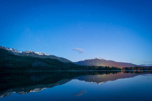istock Raised view of mountains and lake 2160503265