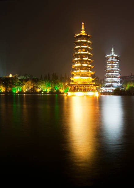 China, Guilin, silver and gold temples.