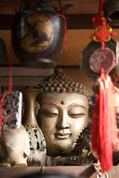 China, Shanghai, Yu gardens, Old Buddha for sale.
