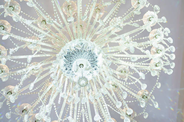 istock Large ceiling lamp, electric glass chandelier on the ceiling 2160505521