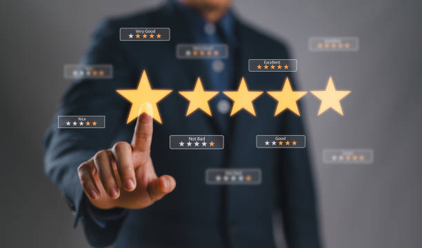 istock Customer Satisfaction Survey concept, 5-star satisfaction, service experience rating online application, customer evaluation product service quality, satisfaction feedback review, good quality most 2160506752