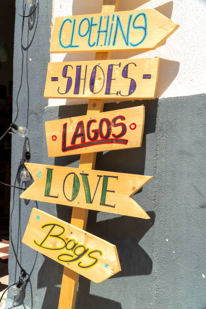 Lagos Portugal, Summer 2024, tourists and locals alike stroll the busy downtown streets of this historic coastal port town, shopping and sight seeing along the Atlantic ocean.