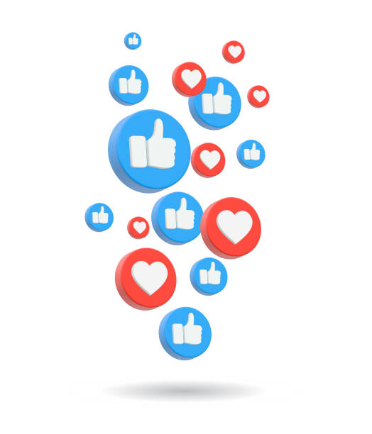 istock 3D social media communication emojis thumbs up Like and hearts icons background 2160508682