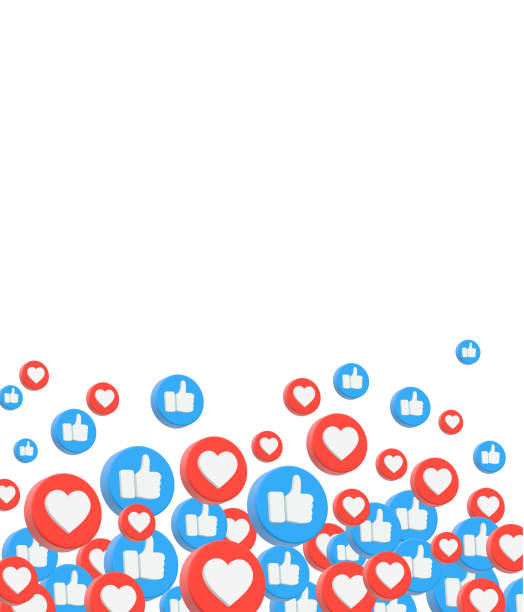 istock 3D social media communication emojis thumbs up Like and hearts icons background 2160509310