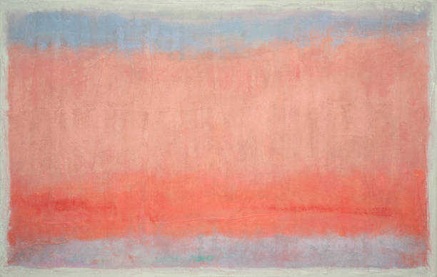 Zen Sunset - Abstract art with red, orange and light blue colors hand painted canvas background