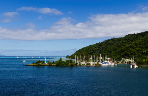 istock Marina Moorea French Polynesia With Green Trees Blue Sky 2160509988