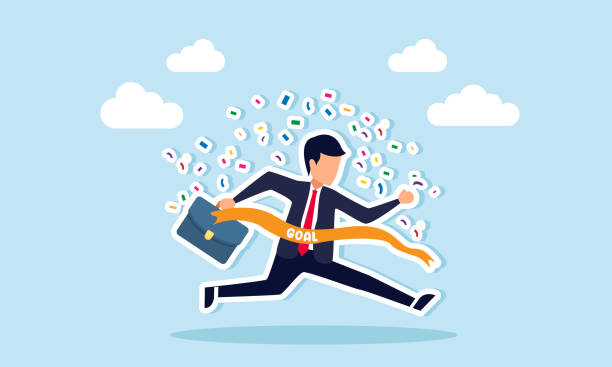 istock A business winner reaches their goal, celebrating success and glory upon completing the project, concept of A joyful, smart businessman runs to the finish line, reaching his goal as the first winner 2160514133