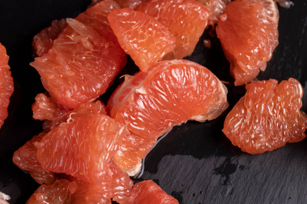 slices of peeled grapefruit close-up