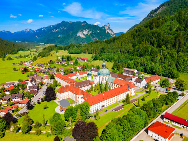 istock Ettal Abbey aerial panoramic view, Germany 2160514469