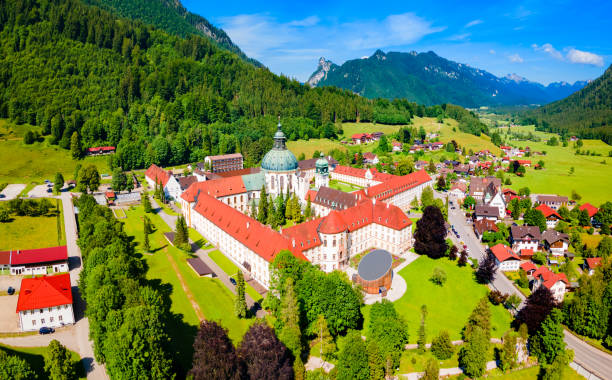 istock Ettal Abbey aerial panoramic view, Germany 2160514471