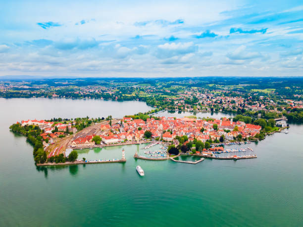 istock Lindau aerial panoramic view in Bavaria, Germany 2160514497
