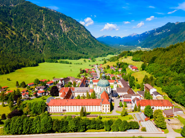 istock Ettal Abbey aerial panoramic view, Germany 2160514531