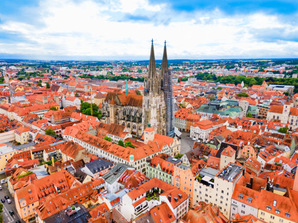 istock Regensburg city aerial panoramic view, Germany 2160514543