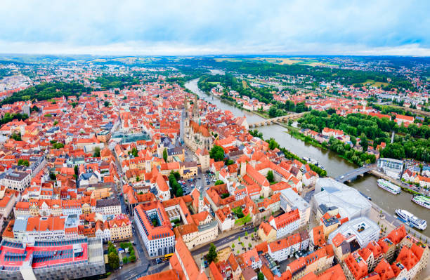 istock Regensburg city aerial panoramic view, Germany 2160514548