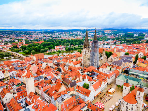 istock Regensburg city aerial panoramic view, Germany 2160514549
