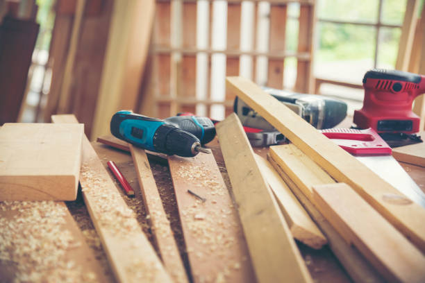 istock DIY craftsperson wood heap carpenter objects woodwork handyman desk. Architect tools with ruler measure hammer home improvement equipments. Wooden builder carpenter repairing construction workshop 2160525857