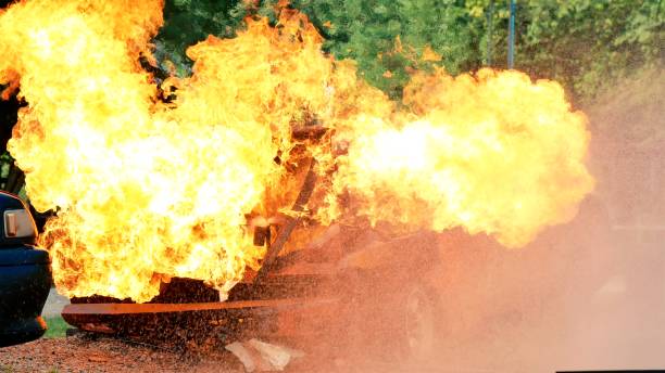 istock Fire explosion flammable airplane fire on smoke, hot danger flame burning effect. Fire burn airplane accident disaster conflagration. Arson disaster burning fire flame high heat explode bomb 2160525858