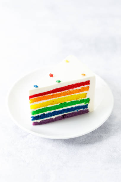 istock Piece of cake with rainbow colored Layers. 2160529742