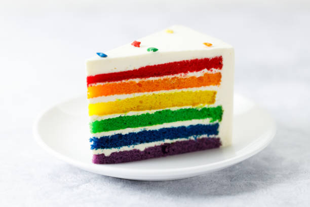 istock Piece of cake with rainbow colored Layers. 2160529745