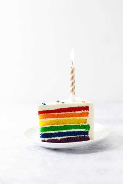 istock Piece of cake with rainbow colored Layers. 2160529754