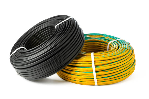 istock Yellow And Black Electrical Wire Spools Isolated On White Background 2160531160
