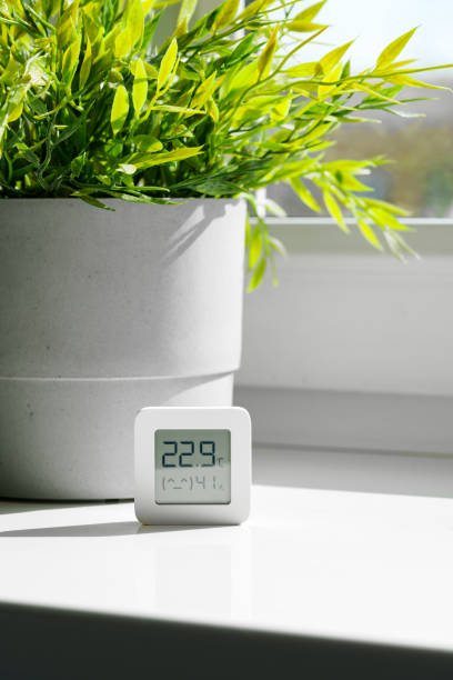 istock White Digital Thermometer Displaying Room Temperature and Humidity 2160532670
