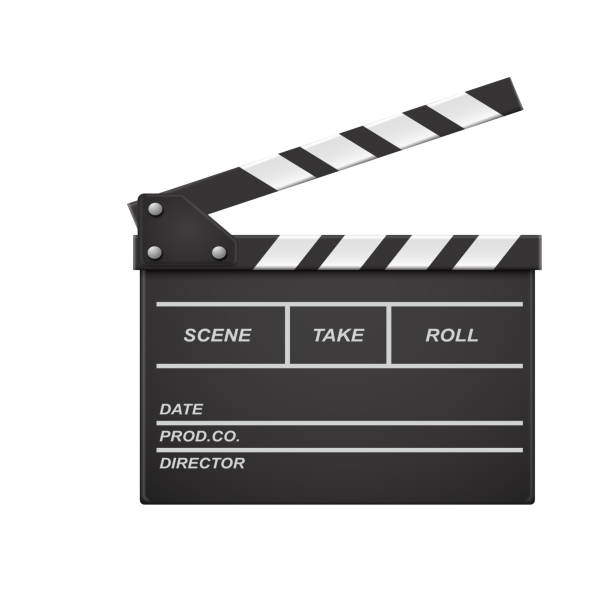 istock 3D realistic film clapperboard for professional movie production and recording. Vector 2160534445