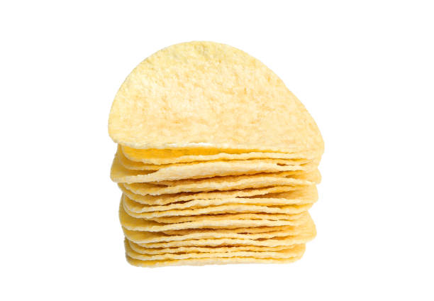 istock Potato chips isolated on white background with clipping path. delicious potato chips. 2160535219