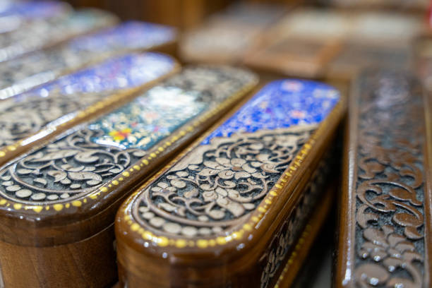 istock A collection of wooden boxes with intricate designs and patterns 2160536799