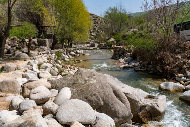 istock A river with a rock in the middle of it 2160537649