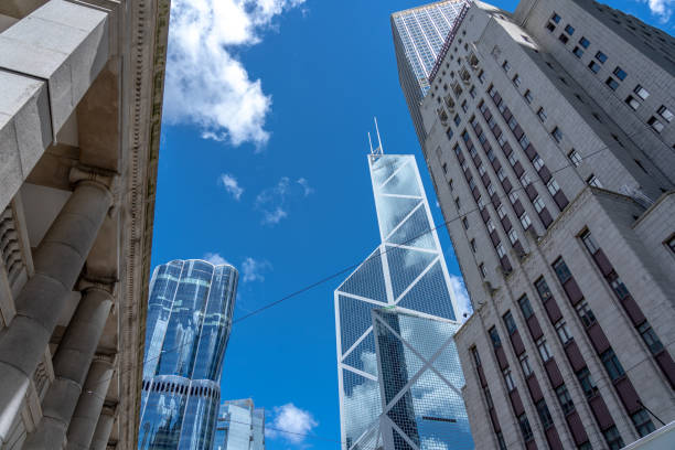 modern office building in hong kong; closeup