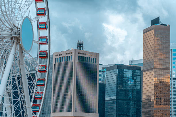 modern office building in hong kong; closeup