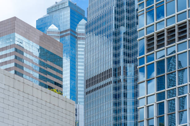 modern office building in hong kong; closeup