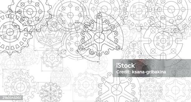 Engineering Industrial Background From Technical Drawing Elements ...
