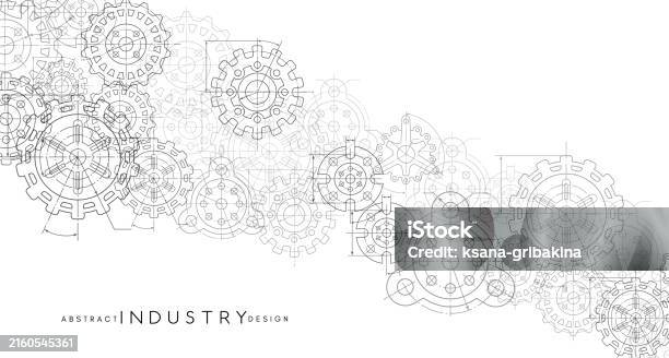 Engineering Industrial Background From Technical Drawing Elements ...
